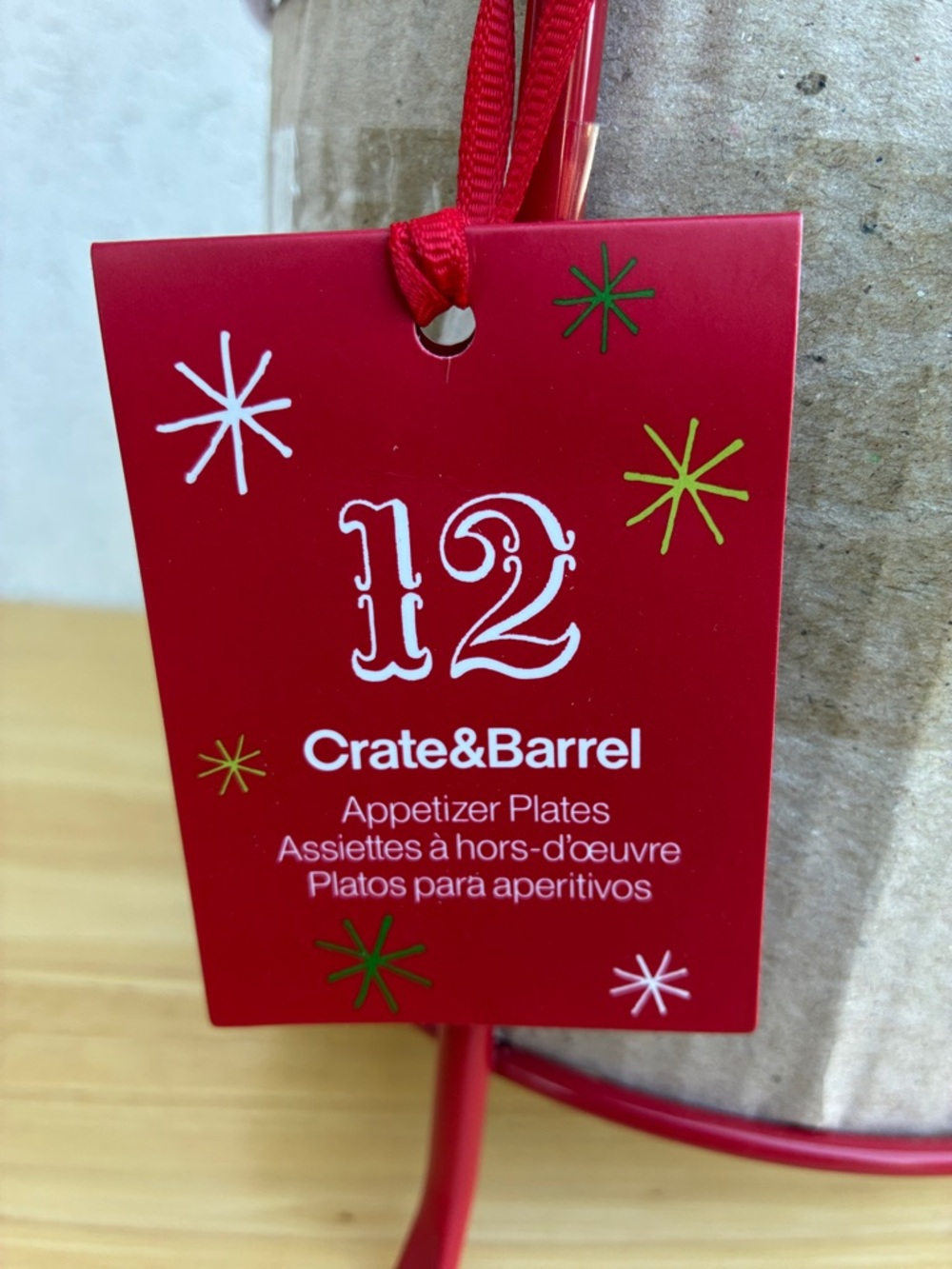Crate & Barrel Suzy Ultman 12 days of Christmas appetizer plates set in holder